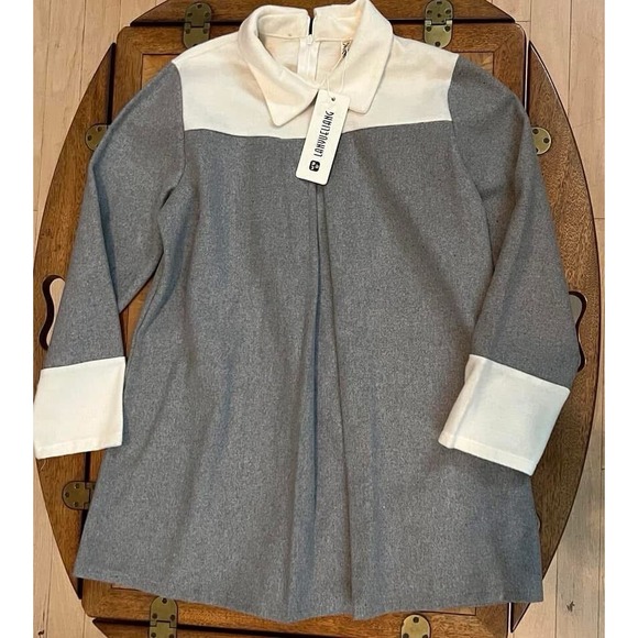 Dress Coat Gray/ White Long Sleeve No Size Listed But Like Medium By LANYUELIANG - Picture 1 of 11